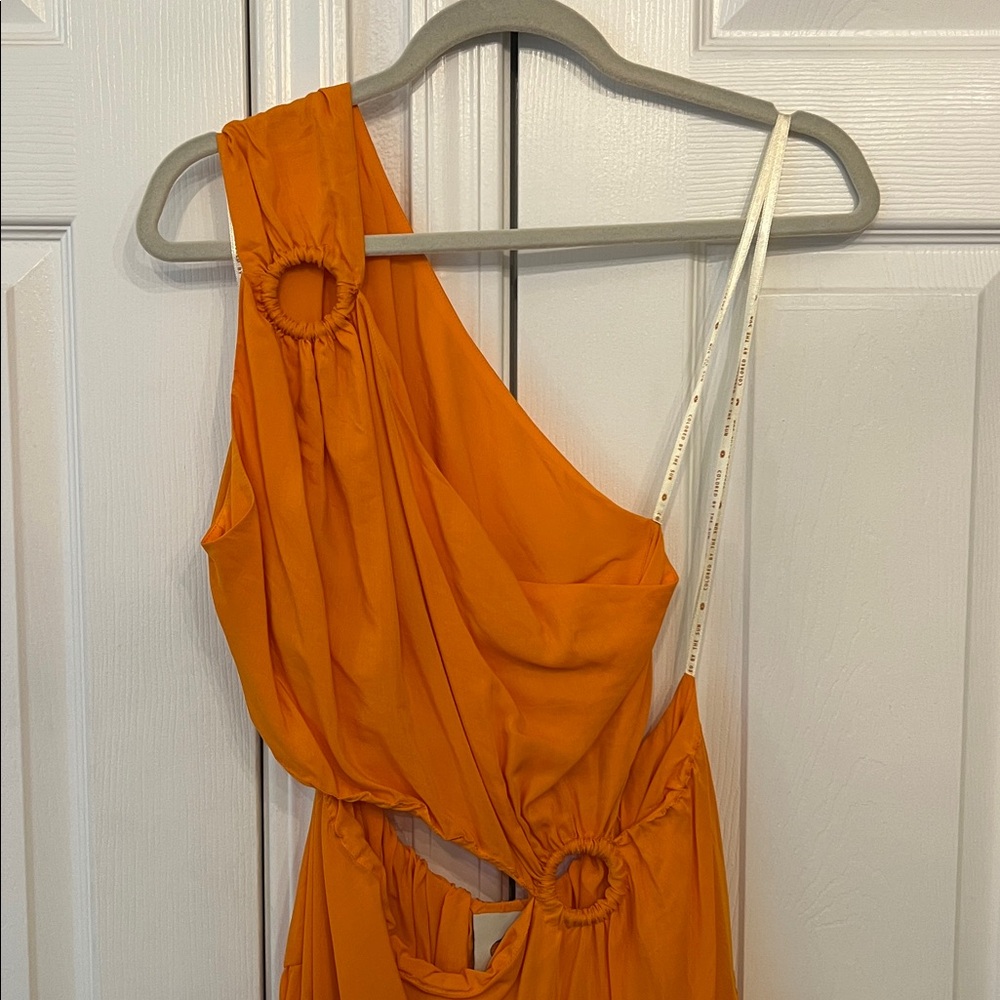 FARM RIO Orange Asymmetrical Tiered Maxi Dress Sz M - NWT!! - Picture 7 of 13